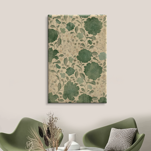 Vintage màu xanh lá cây thực vật hoa nghệ thuật trừu tượng hoa giữa thế kỷ hiện đại làm bằng tay sơn dầu tường nghệ thuật trang trí phòng khách - Product Image 3