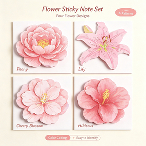 Blocs-notes adhésifs SK Flower, mémos en forme de pétales, autocollants, inscriptibles, 4 modèles - Product Image 3