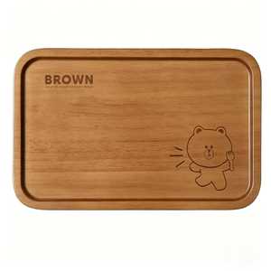 Plateau en bois brun avec motif d'ours pour enfants et collations - Product Image 1