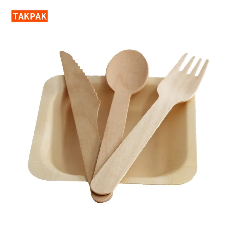 Wholesale Disposable Wood Cutlery Set Food Knife Fork And Spoon Environmental Biodegradable Wood Tableware