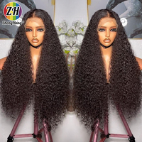 Perruques avec Dentelle HD Cheveux Humains Densité 250%, Longues Perruques de 30 Pouces Cheveux Humains Lace Front Droites, Perruque Cheveux Humains Brésiliens Bruts sans Colle