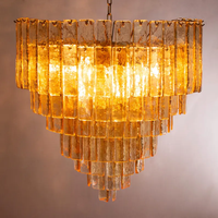 Lustre en verre de Murano couleur champagne grande suspension