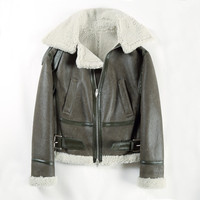 Blouson Bomber B3 Homme Personnalisé en Cuir d'Agneau Véritable Enduit, Épais et Imperméable – Nouvelle Collection Hiver 2024