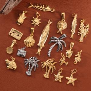 Ocean Sea Shell Decoración Marine Charms DIY Accesorios 18K Oro Inoxidable <span class=keywords><strong>Coral</strong></span> Surtido Diseñador Charms para la fabricación de joyas - Product Image 1