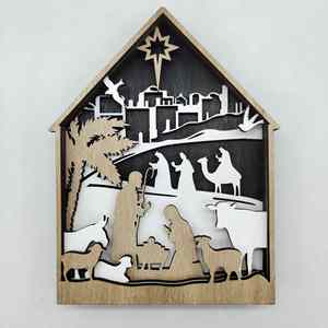 Supplier Hot Selling Christmas Nativity Decor Wooden Jesus Birth Scene Religious Tabletop <b>Ornaments</b> for Home Holiday Decoration - Product Image 2