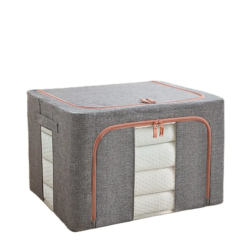Kotak penyimpanan kain yang dapat dilepas katun dan Linen lemari baja lipat untuk pakaian dan mainan anak-anak organisasi Visual