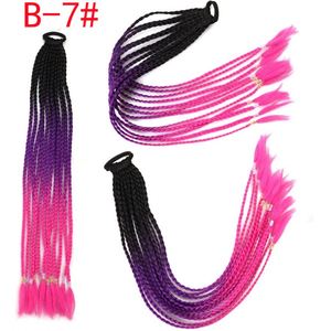 Anneau de cheveux tressé dégradé multicolore pour queue de cheval, accessoire capillaire tressé à trois brins style hip-hop original - Product Image 5