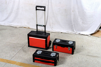 Boîte à outils à poignée rétractable |   Valise à roulettes portable en plastique à 3 niveaux |   Kit de rangement portable pour outils à main avec tige combinée amovible