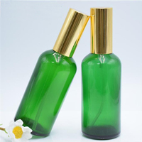 Flacon diffuseur d'huile essentielle en verre vert de 100 ml, flacon vide de 1,7 oz, atomiseur de parfum givré, vaporisateur fin à brume fine, vaporisateur en aluminium pour huile