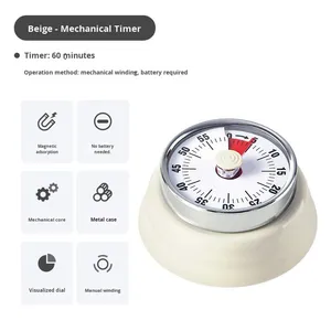 Temporizador Mecánico Redondo Moderno de Acero Inoxidable, Control Táctil Magnético, Temporizador de Cocina con <span class=keywords><strong>Cuenta</strong></span> <span class=keywords><strong>Regresiva</strong></span> Máxima de 60 Minutos, Marca JM - Product Image 2
