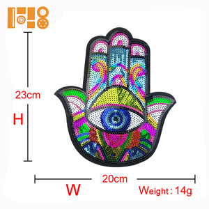 Patch in PVC Ricamato con Paillettes a Forma di Palma, Occhio del Diavolo, Accessori per <span class=keywords><strong>Abbigliamento</strong></span>, Ricamo con Perline Fai-da-Te - Product Image 6