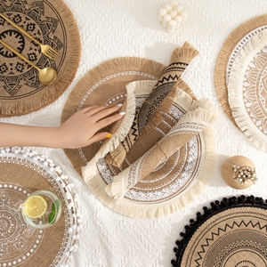 Ensemble de salle à manger de haute qualité au design nordique, style bohème, avec dessous de plat en <span class=keywords><strong>jute</strong></span> naturel, <span class=keywords><strong>macramé</strong></span> avec des glands, dessous de plat en coton et lin résistant à la chaleur - Product Image 3