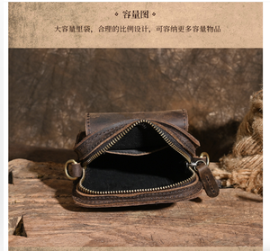 กระเป๋าหนังวัวแท้สไตล์เรโทร Andong Crazy Horse สำหรับผู้ชาย ใช้สะพายไหล่ สะพายข้าง ใส่โทรศัพท์ ใส่ของใช้กลางแจ้ง ทำงาน หรือใส่เข็มขัด - Product Image 4