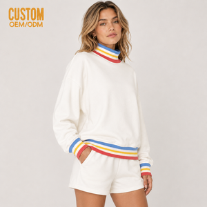Conjunto de Chándal Casual con Estampado Personalizado, Pantalones Acampanados, Sudadera con Capucha y Forro Polar Holgado Transpirable de 500 g/m² de Poliéster/Algodón, Talla Grande - Product Image 4