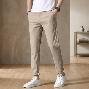 Pantalon Capri en toile pour homme, vintage, imperméable, respirant, écologique, léger, coupe droite ajustée, décontracté, taille élastique avec cordon de serrage - Product Image 3