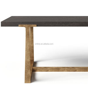 FERLY <span class=keywords><strong>Table</strong></span> de salle à manger de style américain <span class=keywords><strong>Table</strong></span> en bois massif <span class=keywords><strong>Table</strong></span> rectangulaire en métal coulé <span class=keywords><strong>Table</strong></span> et chaise à montants coniques - Product Image 3