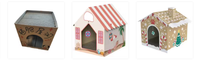 Maison pour chat en carton ondulé écologique, recyclable, compostable, imprimé citron, assemblée, abri fermé pour chat