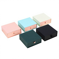 Boîte à bijoux carrée écologique avec tiroir, doublure en éponge, design coulissant, logo imprimé personnalisable en quatre couleurs, rangement universel pour