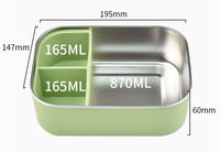 Boîte à lunch bento en acier inoxydable 304 et silicone avec séparateurs pour enfants et adultes, compatible micro-ondes et lave-vaisselle