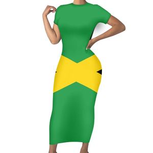 Robes pour femmes ornées de motifs jamaïcains, design spécial, vente en gros directe, robes pour filles, style personnalisé, robe moulante - Product Image 3