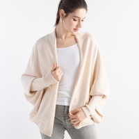 Damen-Cardigan mit Fledermausärmeln, offene Vorderseite, Wollstrick, für Büro, Pendeln, Alltag, Herbst-Winter-Warme Oberbekleidung