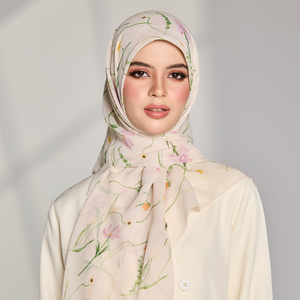 Malaisie Bawal Premium Voile de coton imprimé foulard carré imprimé floral Hijab pour les femmes musulmanes châles traditionnels d'été - Product Image 1