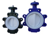Katup Kupu-kupu Berlapis PFA / PTFE Sepenuhnya dengan Pengoperasian Gearbox