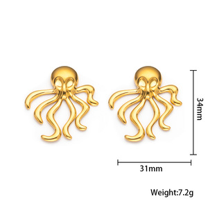 CAIOOCHE Niche Ins Style Women's Stainless Steel Electroplated 18K Gold Animal <strong>Octopus</strong> Ear Studs Anti-Allergy Gift <strong>Earrings</strong> - Product Image 3