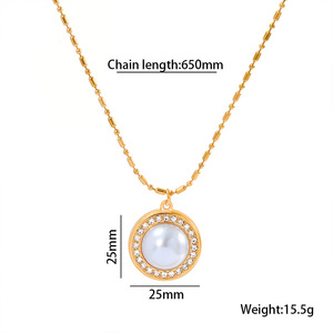 Collar de acero de titanio para mujer, colgante de perla cruzada, joyería de cadena para mujer