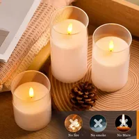 Bougie LED sans flamme en acrylique, lumière blanche chaude, alimentée par piles, pour mariage, fête, décoration de chambre, Noël