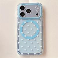 Coque de téléphone magnétique Fashion Circle Dot Candy Color pour iPhone 18 Pro 17 16 15 Pro Max, compatible avec la charge sans fil, transparente et antichoc