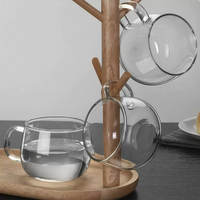 Tasses à café en verre borosilicate transparent à paroi simple de 350 ml avec poignée, sans BPA, résistantes à la chaleur, compatibles micro-ondes et lave-vaisselle, isolées