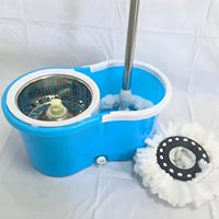 Juego de Cubos con Mopa Giratoria Plegable de Acero con Mango Telescópico, 2 Cabezales de Microfibra, Autoescurridor de Doble Accionamiento y Gran Capacidad