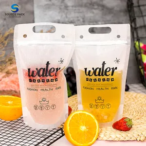 Customized Biodegradable Clear Water Liquid Food Beverage Packaging Disposable Plastic Juice Drink Pouches Bags With Straw Hole