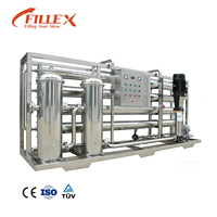 Machine de traitement d'eau par osmose inverse commerciale 2000 LPH, en acier inoxydable, avec pompe de purification d'eau potable, moteur PLC et boîte de vitesses