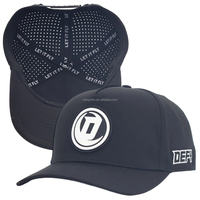 Casquette de sport unisexe 5 panneaux à visière incurvée, perforations découpées au laser, 100 % polyester respirant et séchage rapide, idéale pour le golf et les activités de plein air – Grande Vente