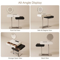 Coiffeuse moderne avec tiroirs, table de maquillage réglable, miroir LED, meuble de rangement en MDF pour hôtel, salon, chambre à coucher