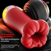 Jouet pour adultes pour hommes, simulateur de pénétration avec bouche large, fonction de succion, léchage de langue et vibration, pour l'exercice du pénis et la masturbation