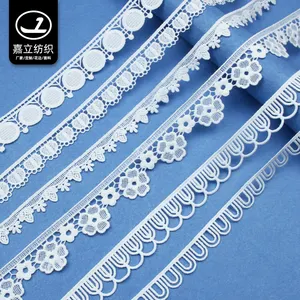 High Quality Water Soluble Embroidery Lace Border Wedding Dress Decoration Fabric Embroidery 100% Polyester Embroidered