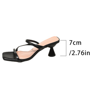 Nouvelles sandales d'été à bout carré et talon bas pour femmes, style claquettes à fines brides, grandes tailles 43 - Product Image 6