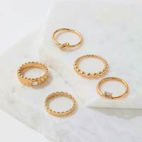 Joolim ювелирные изделия из нержавеющей стали оптом 18K позолоченные круассаны циркониевые кольца для женщин эффектные кольца