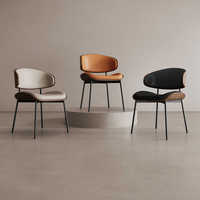 Chaise de salle à manger moderne en métal avec revêtement en cuir durable pour la maison, le bureau, la cuisine, le restaurant, la villa, l'hôtel