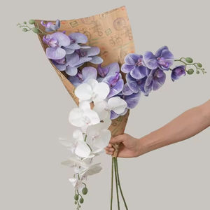 Flor artificial de imitación de phalaenopsis, tacto real, látex, 9 pétalos, decoración para bodas, hogar y fiestas. - Product Image 3