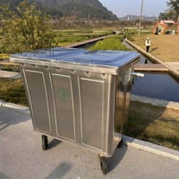 Conteneur à déchets en acier inoxydable 201 304 de 660L 1100L, bac à ordures commercial robuste à roulettes pour extérieur, poubelle municipale