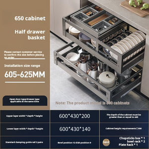 Organisateur d'étagères coulissantes pour <span class=keywords><strong>placard</strong></span> robuste avec séparateurs pour armoires de cuisine Étagères de garde-manger roulantes à 2 couches - Product Image 6