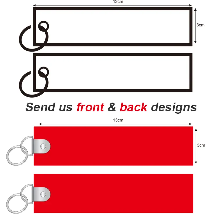 カスタム卸売織りセクシー生地両面オートバイ車ロゴリングアニメジェットタグキーホルダー