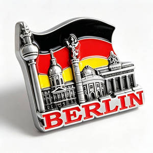 Imanes de nevera de metal personalizados, proveedor directo, imán de nevera plateado con la bandera de Berlín, Alemania, <span class=keywords><strong>Torre</strong></span> de TV, regalo - Product Image 1