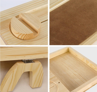 Plateau de canapé en bois, table d'accoudoir de canapé avec porte-gobelet et support pour tablette, organiseur pliable pour boissons, télécommande et collations