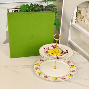 Modern Luxury <b>Bone</b> <b>China</b> 2-Layer Plant Pattern Eco-Friendly Charger Plate Dish - Product Image 1