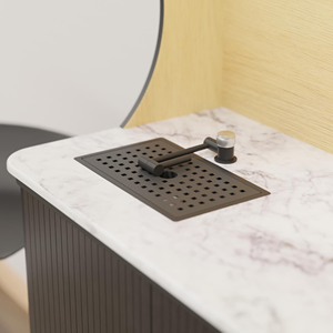 Gabinetes de Comedor Modernos Negros OLLY para Sala de Estar, Puerta Corredera, <span class=keywords><strong>2</strong></span> Cajones, 5+ Compartimentos, Panel Trasero Curvo de Melamina, Garantía de 5 Años - Product Image 2